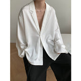 Xituodai Autumn Black White Silk Blazer Men's Fashion Business Society Mens Suit Jacket Korean Loose Casual Dress Jacket Men M-XL