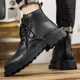 Xituodai  New Men  Boots Motorcycle Men Boots Winter Soft Leather Shoes Men Black Winter Platform Snow Boots Men Winter Plush Boots