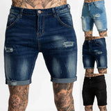 Xituodai Men's Casual Zipper Fly Hole Jeans Tight Shorts Trousers Pocket Wash Pant Ripped Pant Frayed Denim For Man Short Pants Jeans