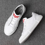 Xituodai  Men shoes New Men's lace up leather white shoes men's fashion wear-resistant shoes Wild Non-slip breathable Board Shoes