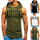 Xituodai Sports Tank Tops Men Fitness Muscle Print Sleeveless Hooded Bodybuilding Pocket Tight-drying Tops Summer Shirt For Men Clothing