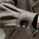 Xituodai Men Windbreaker Autumn Winter Thickened Wool Blend Trench Jackets Coats Short Loose Korean Mens Double-Breasted Tweed Coat