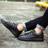 Xituodai  Spring Summer New trend Genuine Leather  Men's Shoes Fashion Casual  Sneakers black Wild Flat Shoes Non-slip Board Shoe