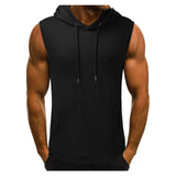 Xituodai Gyms Clothing Mens Bodybuilding Hooded Tank Top Cotton Sleeveless Vest Sweatshirt Fitness Workout Sportswear Tops Male