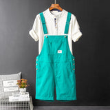 Xituodai Men's Y2K Fancy Color Bib Overalls Shorts Casual Summer Plus Size Suspenders Breeches Khaki Black Green