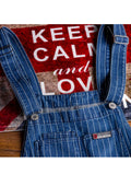 Xituodai  Men's Stripe Printed Blue Denim Bib Overalls Suspenders Jumpsuits Coveralls Youth Jeans