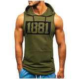 Xituodai Sports Tank Tops Men Fitness Muscle Print Sleeveless Hooded Bodybuilding Pocket Tight-drying Tops Summer Shirt For Men Clothing