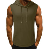 Xituodai Gyms Clothing Mens Bodybuilding Hooded Tank Top Cotton Sleeveless Vest Sweatshirt Fitness Workout Sportswear Tops Male