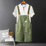 Xituodai Men's Y2K Fancy Color Bib Overalls Shorts Casual Summer Plus Size Suspenders Breeches Khaki Black Green