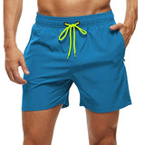 Xituodai Elastic Closure Men's Swim Trunks Quick Dry Beach Shorts with Zipper Pockets and Mesh Lining