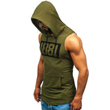 Xituodai Sports Tank Tops Men Fitness Muscle Print Sleeveless Hooded Bodybuilding Pocket Tight-drying Tops Summer Shirt For Men Clothing