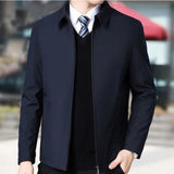 Xituodai Brand Business Men's Jacket Casual Coats Turn down Collar Zipper Simple Middle-Aged Elderly Men Dad clothes Office Outerwear men