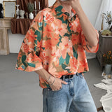 Xituodai  Summer Short-sleeved Shirts Men's Fashion Printed Casual Shirts Men Korean Loose Flower Shirts Mens Hawaiian Shirts M-2XL