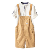 Xituodai Men's Y2K Fancy Color Bib Overalls Shorts Casual Summer Plus Size Suspenders Breeches Khaki Black Green