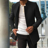 Xituodai New casual men's suit trend versatile texture solid color slim fitting woolen coat