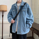 90s fashion men Autumn Solid Color Men's Denim Clothing Couple Wear Loose Jacket Young Students plus Size Denim Jacket Men