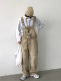 Xituodai Tide Color Block Denim Casual Jumpsuit Suspender Pants Parka