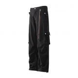 grunge outfits Wenlimei Retro Brown Overalls Men's Autumn Multi-Pocket Wide-Leg Casual Pants Outdoor Versatile Sports