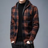 black men fashion urban Knitted Cardigan Men's Korean-Style Loose Plaid Sweater Long Sleeve Top Sweater Men's Coat