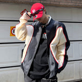 starboy outfit Spring and Autumn Color Matching Baseball Jacket Men's Casual High Street Sports Japanese Retro Pu Handsome All-Match Jacket