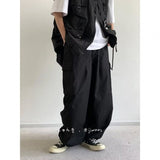 masc outfits Japanese Retro Loose Wide-Leg Overalls for Boys and Girls Summer Thin All-Match Straight Ankle-Tied Casual Pants Fashion