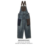 Xituodai Japanese-Style Retro Men's and Women's Contrast Color Sling Overalls with Pants