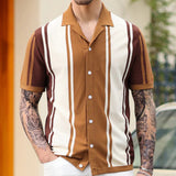 summer outfits men New Men's Summer Stitching Contrast Color Sweater Lapel Business Polo Shirt Men 