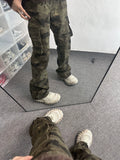 Xituodai Retro Camouflage Cargo Pants Men and Women Autumn Slightly Flared