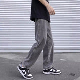 masc outfits 2024 Jeans Men's Autumn and Winter Loose Straight Pants Ins Hong Kong Style Cropped Casual Pants Fat Retro Drape