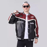 starboy outfit Men's Leather PU Leather Jacket Spring and Autumn Cardigan Motorcycle Style Coat Windproof Racing Rock Leather Coat