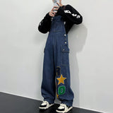 Xituodai Couple Amekaji Parka One-Piece Denim Suspenders  jumpsuit pants