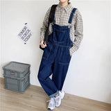 Xituodai Distressed Blue Slim-Looking Suspenders for Men and Women Ins Denim jumpsuit pants