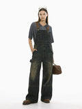 Xituodai Vintage Parka Sense Neutral Suspenders Denim jumpsuit pants