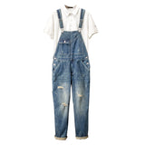 Xituodai Trendy Retro Straight-leg Overall Jeans Nostalgic Parka jumpsuit