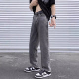 Xituodai masc outfits 2024 Jeans Men's Autumn and Winter Loose Straight Pants Ins Hong Kong Style Cropped Casual Pants Fat Retro Drape