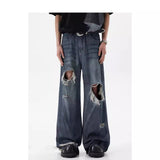 Xituodai 90s streetwear American Ripped Jeans Men's Niche High-Grade Pants Couple