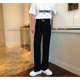 men’s fashion Spring and Summer White Drop-down Pants Men's Loose-Fit Belt Draping Suit Pants Wide-Leg Casual Solid Color Trousers