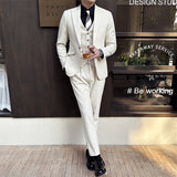 black men fashion urban Suit Suit Men's Three-Piece Suit Trendy Korean Slim Fit Business Casual Small Suit Jacket Bridegroom Wedding Dress