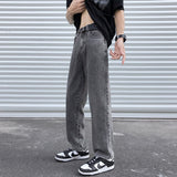 masc outfits 2024 Jeans Men's Autumn and Winter Loose Straight Pants Ins Hong Kong Style Cropped Casual Pants Fat Retro Drape