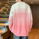  fashion American Gradient Color Mohair Autumn Thickened Sweater Men's and Women's Loose Lazy Style Couple's Sweater