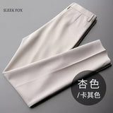 men’s fashion Spring and Summer White Drop-down Pants Men's Loose-Fit Belt Draping Suit Pants Wide-Leg Casual Solid Color Trousers