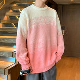  fashion American Gradient Color Mohair Autumn Thickened Sweater Men's and Women's Loose Lazy Style Couple's Sweater