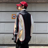 starboy outfit Spring and Autumn Color Matching Baseball Jacket Men's Casual High Street Sports Japanese Retro Pu Handsome All-Match Jacket