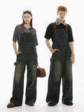 Xituodai Vintage Parka Sense Neutral Suspenders Denim jumpsuit pants