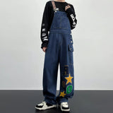 Xituodai Couple Amekaji Parka One-Piece Denim Suspenders  jumpsuit pants