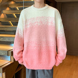  fashion American Gradient Color Mohair Autumn Thickened Sweater Men's and Women's Loose Lazy Style Couple's Sweater