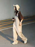 Xituodai Tide Color Block Denim Casual Jumpsuit Suspender Pants Parka