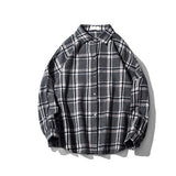 90s fashion men Autumn and Winter New Retro Brushed Ins Plaid Long-Sleeved Shirt Men's Trendy Korean Style Lapel Loose Shirt Jacket