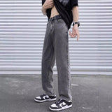 masc outfits 2024 Jeans Men's Autumn and Winter Loose Straight Pants Ins Hong Kong Style Cropped Casual Pants Fat Retro Drape