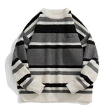 frat outfits Striped round Neck Sweater Men's Autumn and Winter Loose Lazy Style Couple Wear Thickened Sweater Top Men's